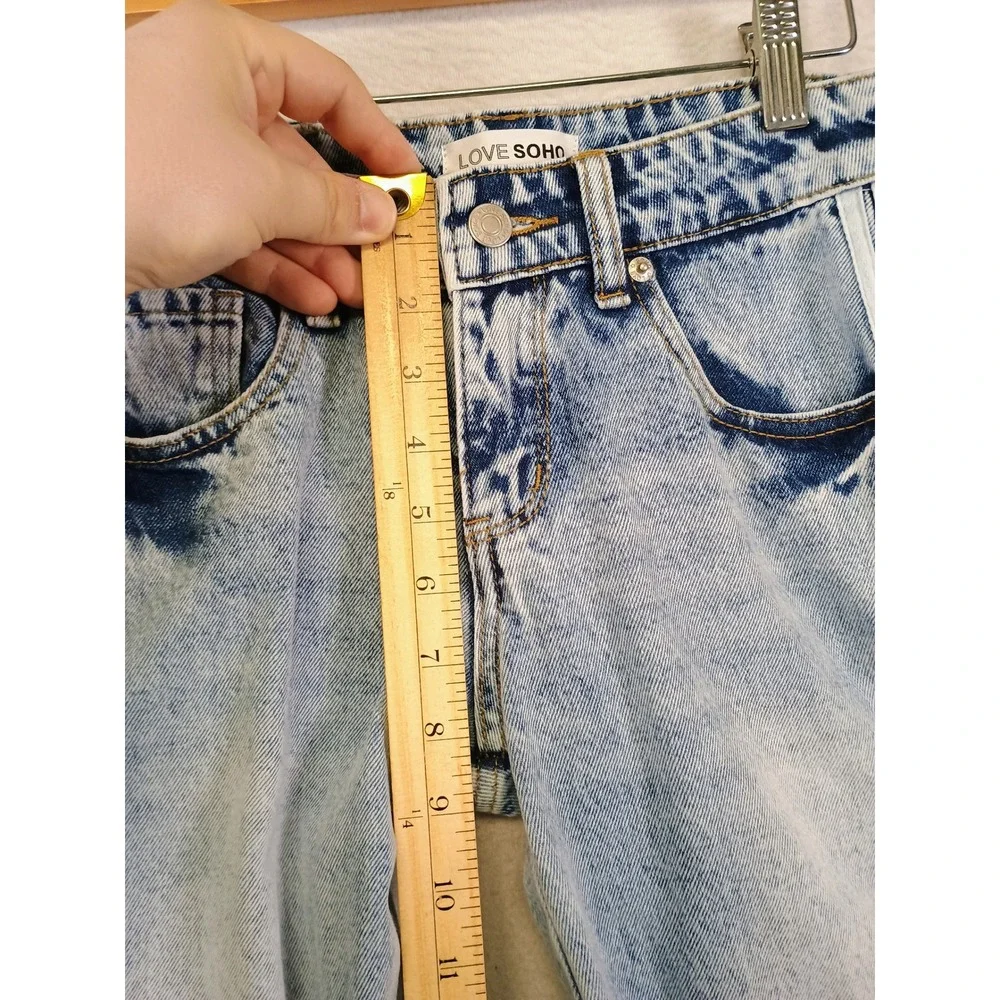 Y2K Streetwear Love Soho Womens 00 Blue Acid Wash Side Stripe‎ Ribbon Tie Jeans